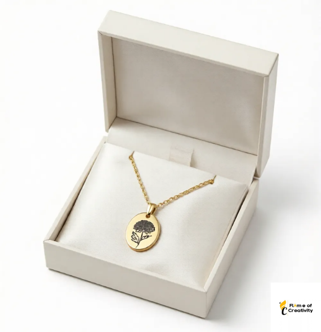 November Chrysanthemum Birth Flower Necklace Delicate Floral Pendant J ...