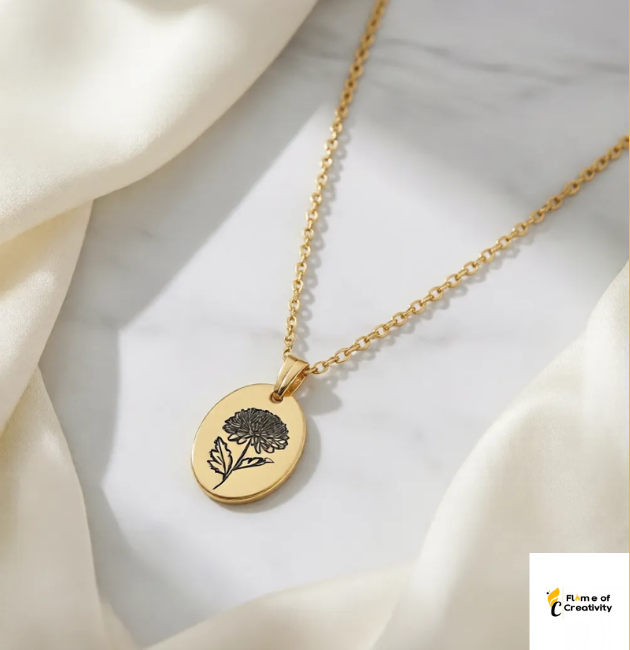 November Chrysanthemum Birth Flower Necklace Delicate Floral Pendant J ...